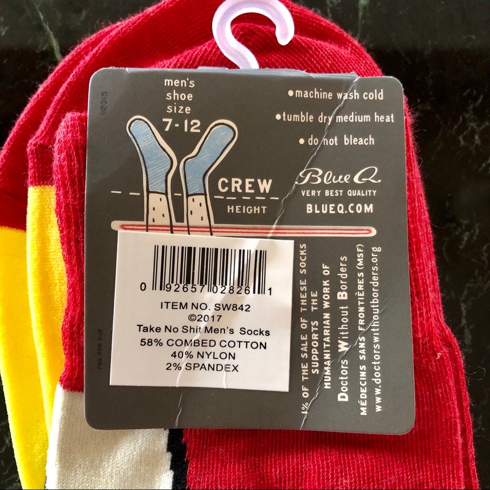 Blue Q Men's Take No Shit Crew Socks - Picture 5 of 5